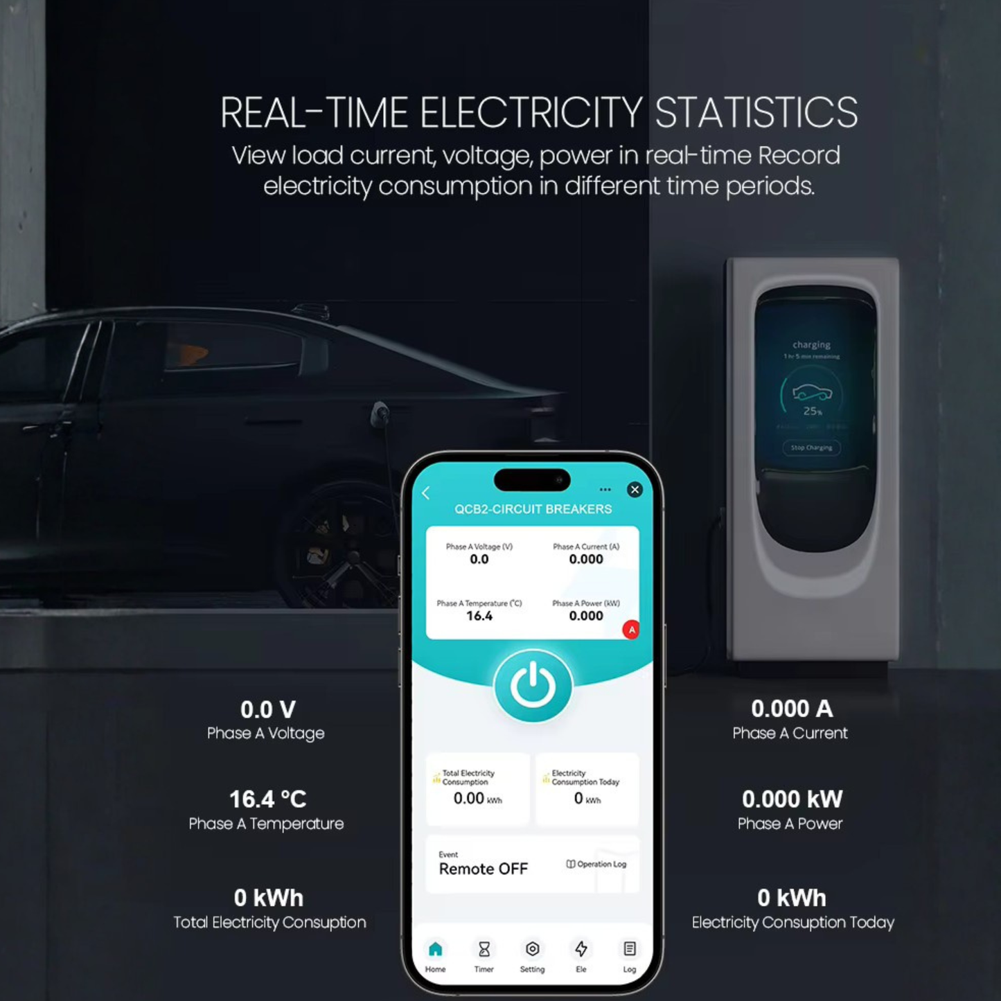 قاطع دائرة ذكي ١-٦٣ امبير  WiFi منزلي 2P مع قياس وحماية