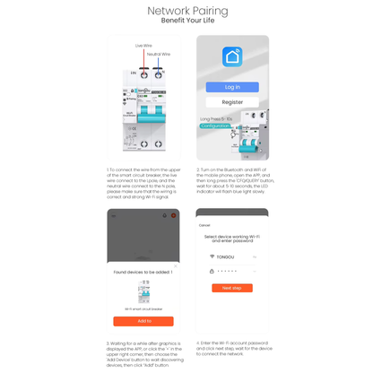 قاطع دائرة ذكي ١-٦٣ امبير  WiFi منزلي 2P مع قياس وحماية