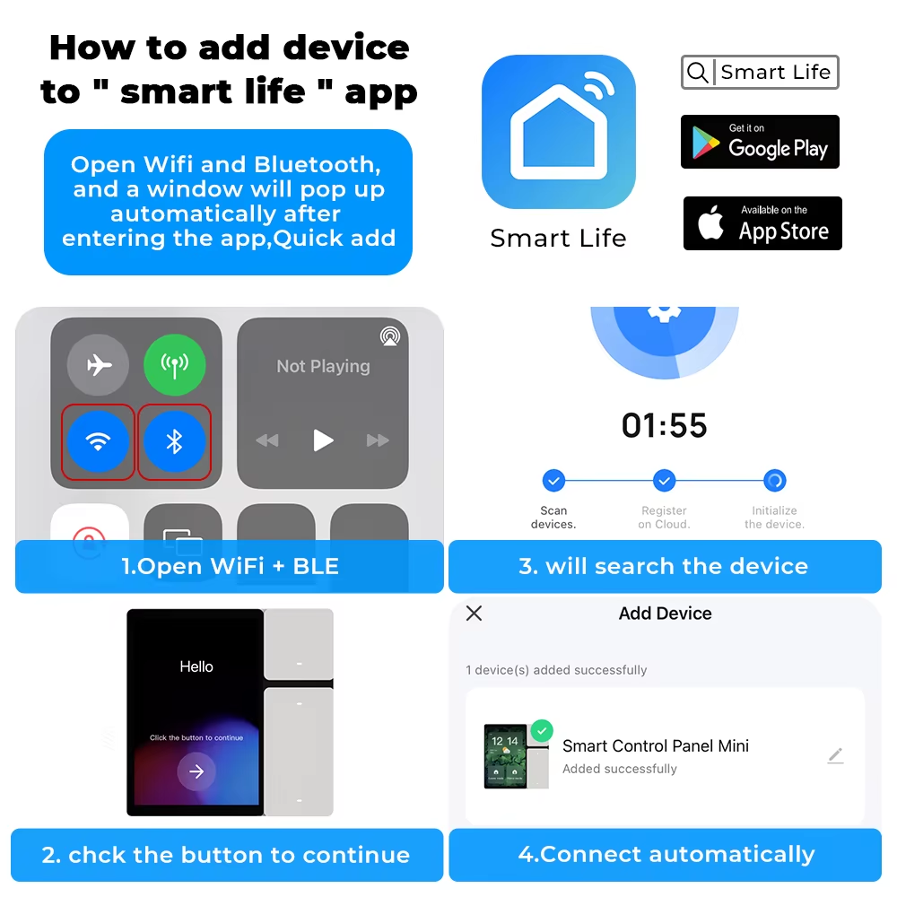 پەنێلی کۆنتڕۆڵی زیرەکی بچووک – Smart Control Panel Mini ٣ دوگمەی کۆنتڕۆڵی IR