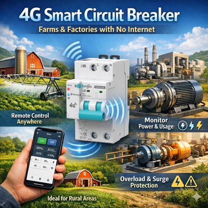 قاطع دائرة ذكي 4G (شريحة SIM) 2P مع قياس وحماية تطبيق تويا