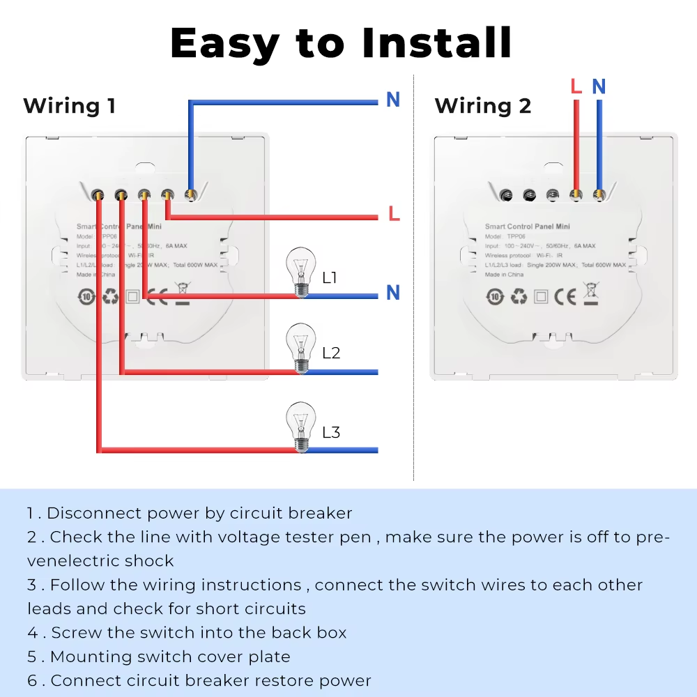 پەنێلی کۆنتڕۆڵی زیرەکی بچووک – Smart Control Panel Mini ٣ دوگمەی کۆنتڕۆڵی IR