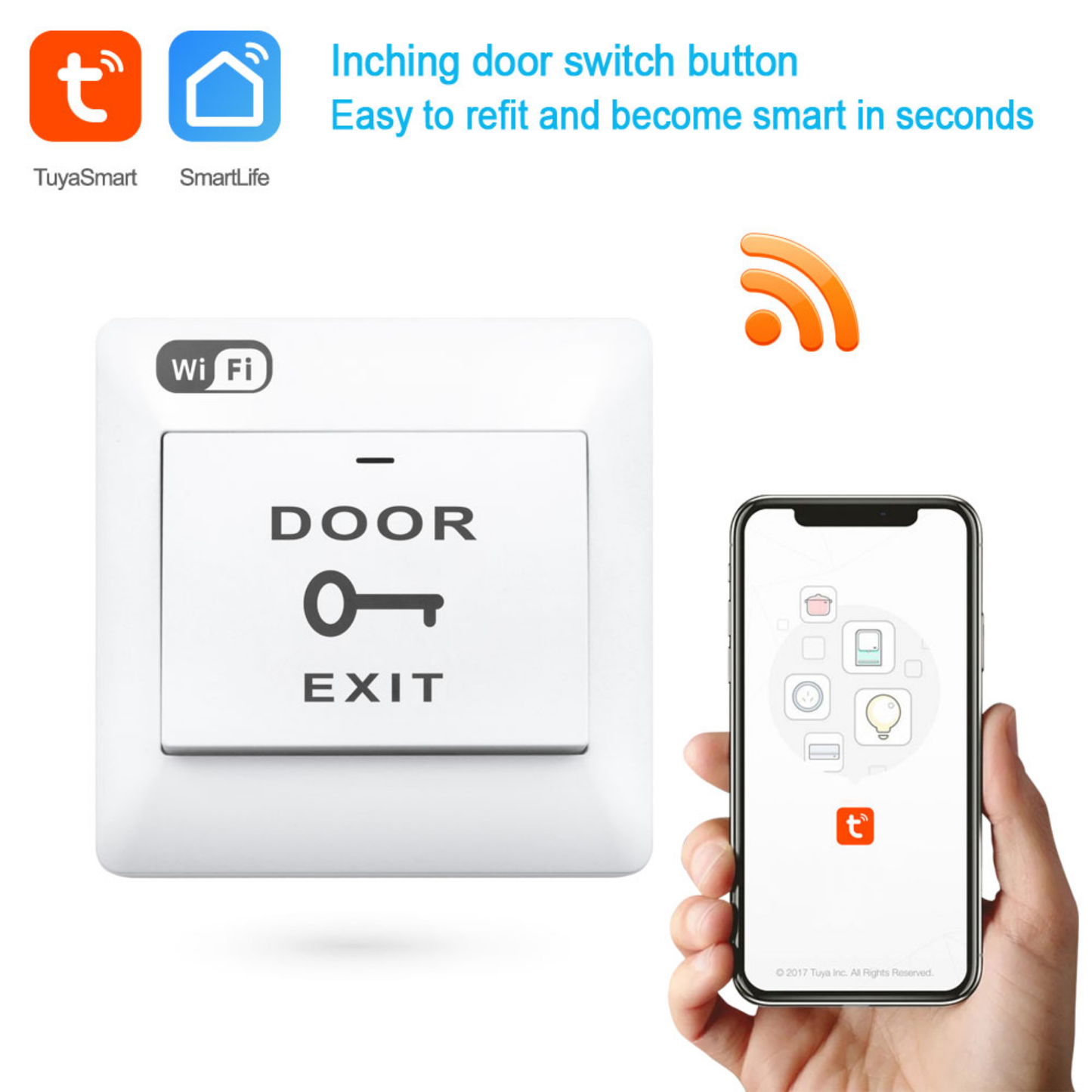 Wi-Fi Smart Door Control Switch with RF433 Support – Type 86 (DC 12V) 