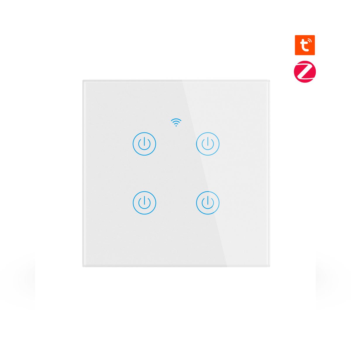 مفتاح جداري ذكي لمس Zigbee 3.0 بزجاج مُقوّى (1/2/3/4 زر) – EU 86mm – يحتاج سلك N – يعمل مع Smart Life/Alexa/Google