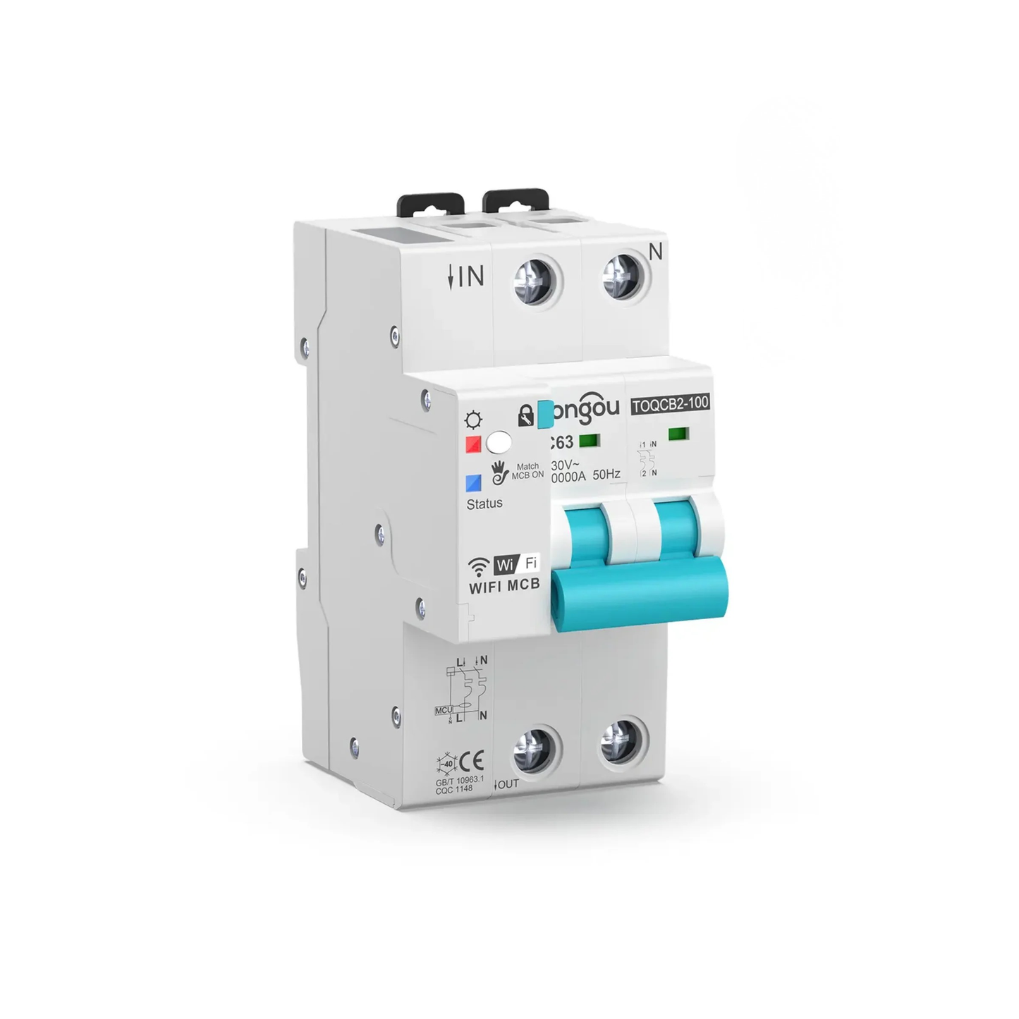 قاطع دائرة ذكي ١-٦٣ امبير  WiFi منزلي 2P مع قياس وحماية