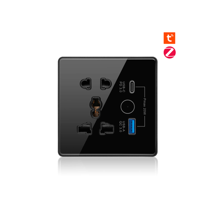 سوج بلك ذكي zigbee  متعدد الاستخدامات مع منفذين شحن  ودعم تحكم عن بعد عبر تطبيق تويا