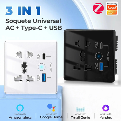 سوج بلك ذكي zigbee  متعدد الاستخدامات مع منفذين شحن  ودعم تحكم عن بعد عبر تطبيق تويا