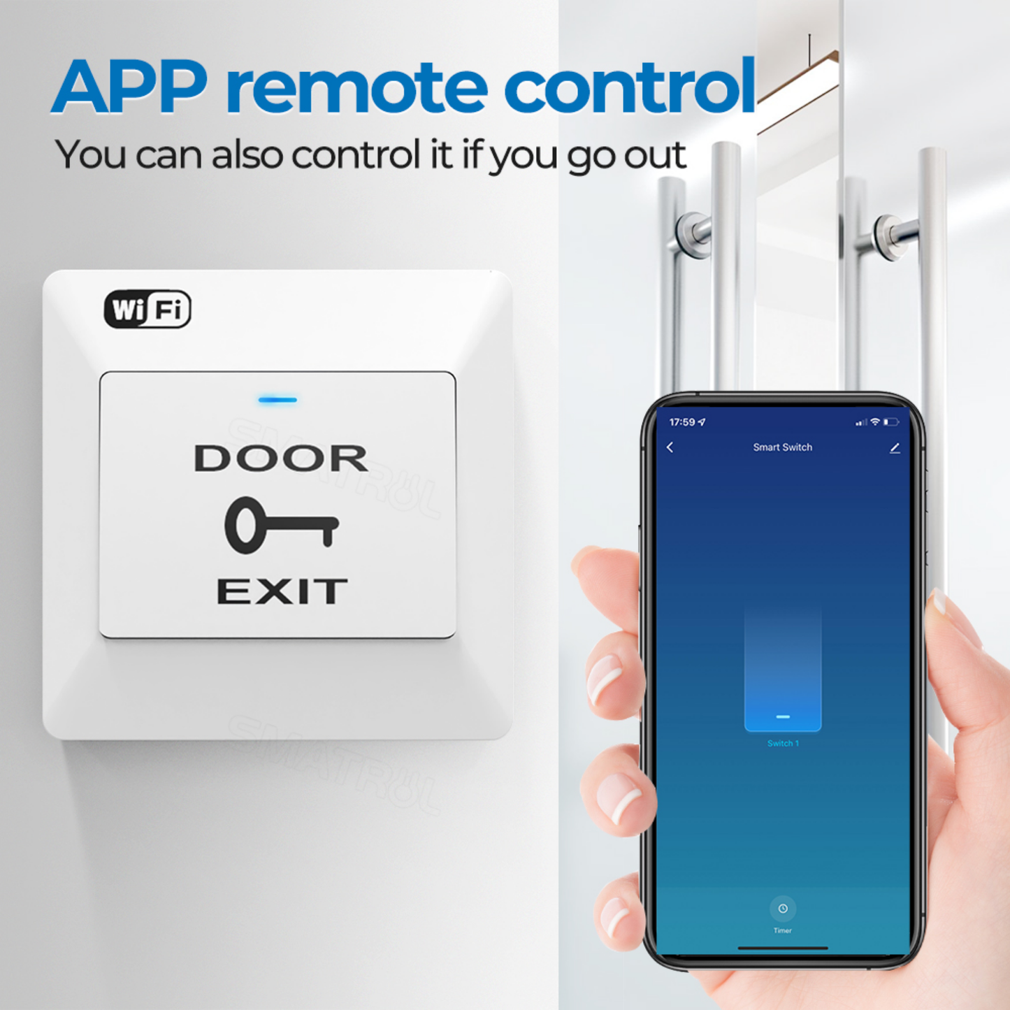 Wi-Fi Smart Door Control Switch with RF433 Support – Type 86 (DC 12V) 