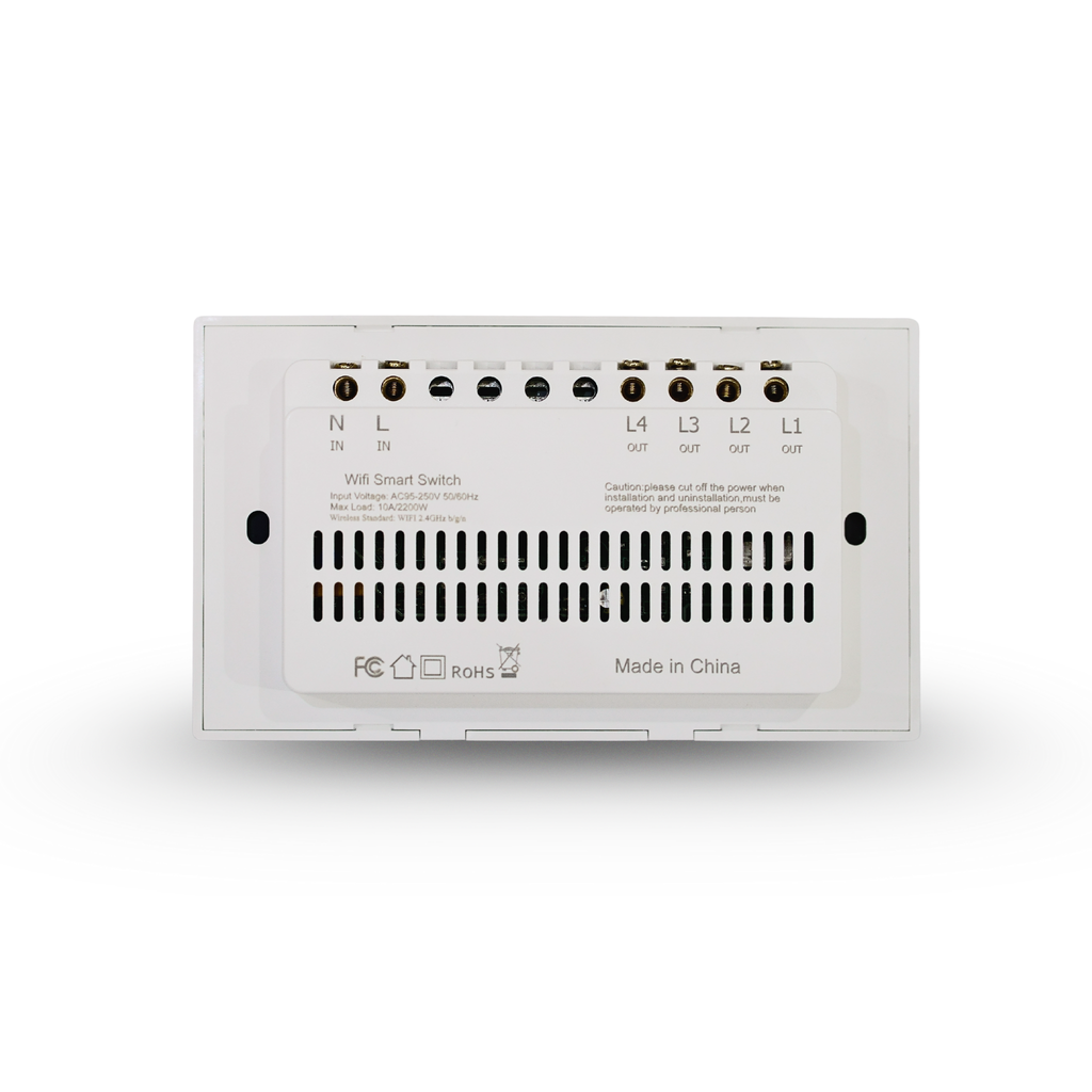 Smart Wi-Fi touch switch (Tuya) — 4-gang, — 147 mm width