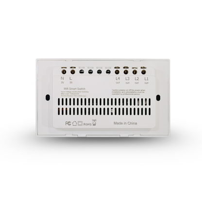 سوج ذكي لمس Wi-Fi (Tuya) — رباعي 4gang، أبيض — عرض 147 مم