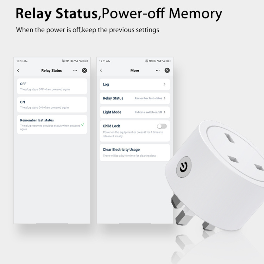 قابس ذكي Matter بقدرة 16 أمبير – واي فاي 2.4GHz مع مراقبة الطاقة والتحكم الصوتي (متوافق مع Tuya وApple Home وAlexa وGoogle Assistant وSmartThings)