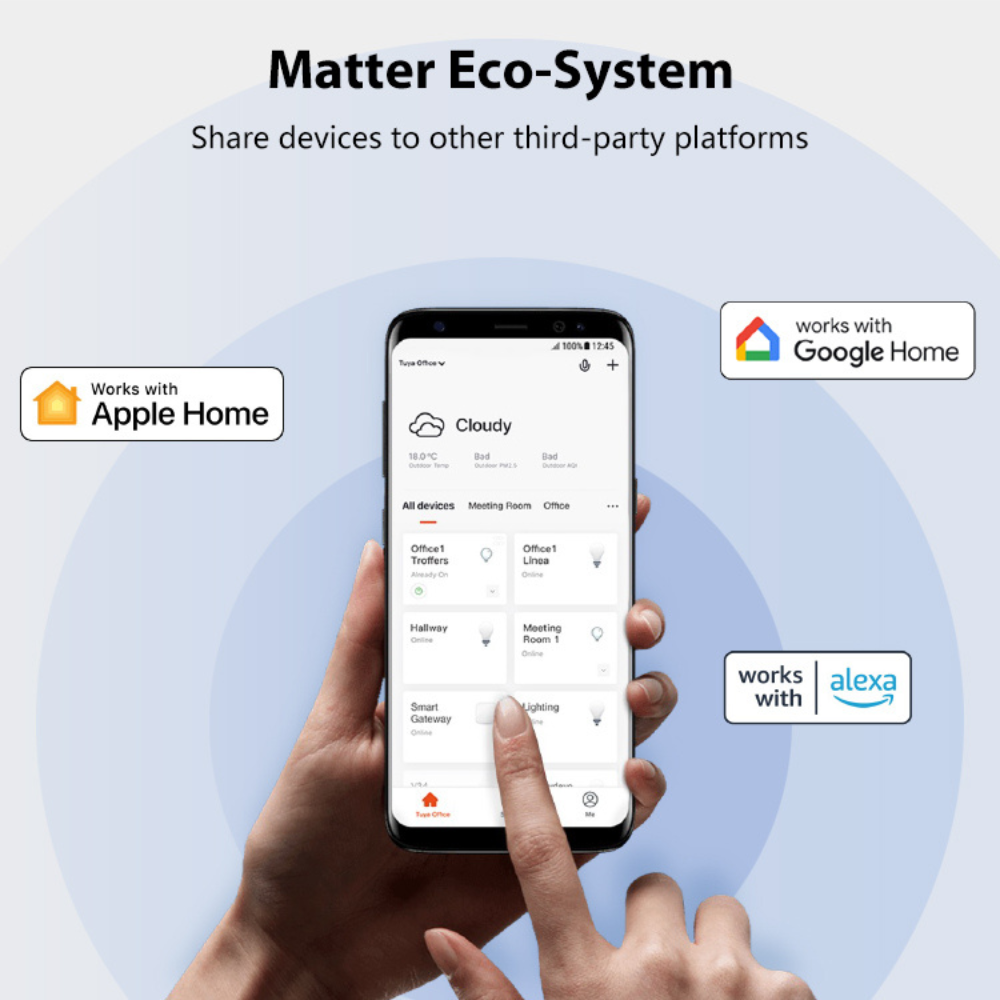 قابس زیرەکی Matter بە توانای 16 ئەمپێر – وایفای 2.4GHz لەگەڵ چاودێریکردنی وزە و کۆنتڕۆڵی دەنگی (Apple Home و Alexa و Google Assistant و SmartThings)