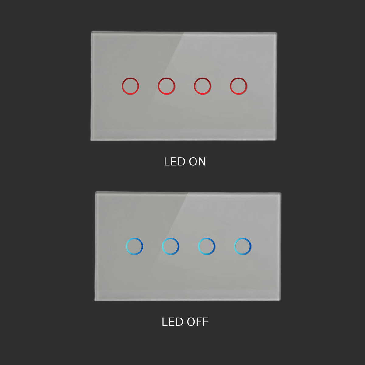 Smart Wi-Fi touch switch (Tuya) — 4-gang, — 147 mm width