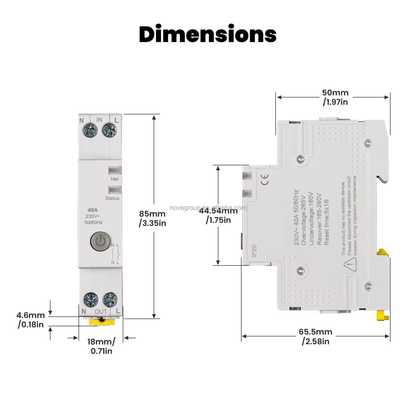 قاطع دائرة ذكي Wi-Fi (Tuya) بمدى تيار قابل للضبط 1–63A + قياس استهلاك