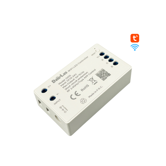 درايفر/متحكم RGB ذكي 12–24V (Wi-Fi Tuya) — تحكم احترافي بالإضاءة… بدون تغيير الشريط