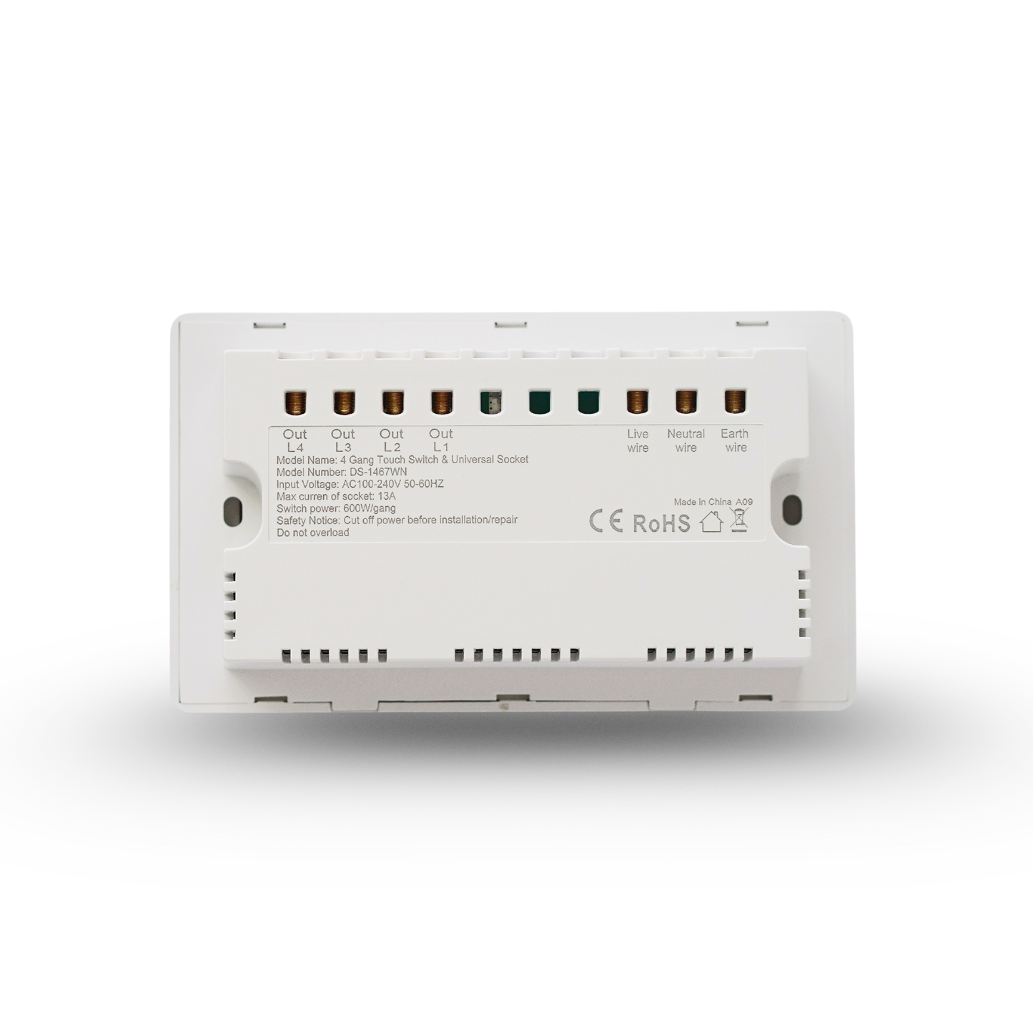 سوج لمس ذكي رباعي + مقبس عالمي Wi-Fi (Tuya)