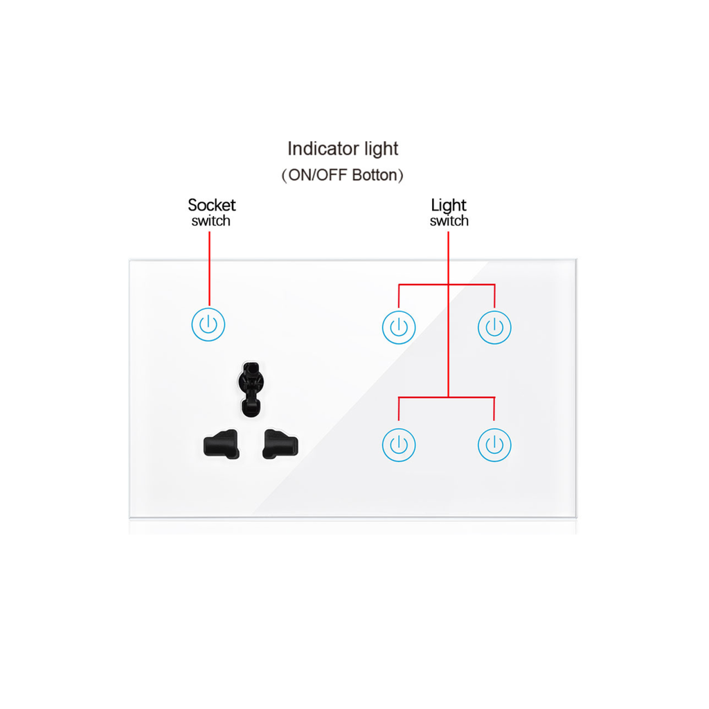 Smart Touch Quadruple + Universal Wi-Fi Socket (Tuya) 