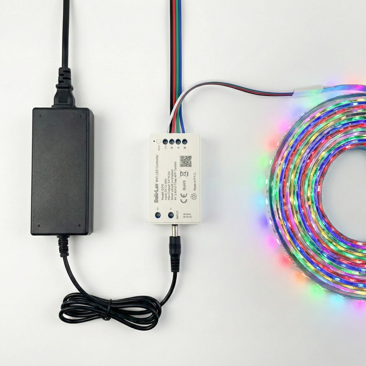 Smart RGB LED Controller 12–24V (Wi-Fi Tuya) — Professional lighting control… without changing the strip