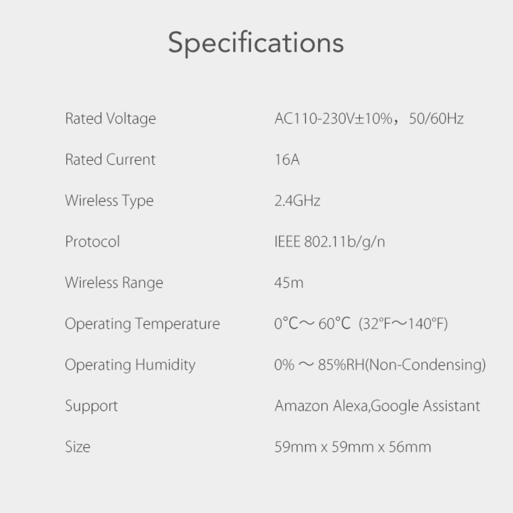 قابس زیرەکی Matter بە توانای 16 ئەمپێر – وایفای 2.4GHz لەگەڵ چاودێریکردنی وزە و کۆنتڕۆڵی دەنگی (Apple Home و Alexa و Google Assistant و SmartThings)