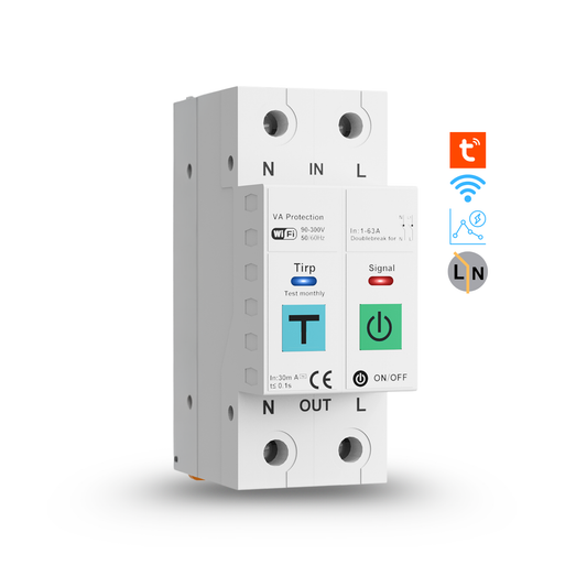 قاطع ذكي 63 امبير دبل ريلي مع حماية ايرث لكج نظام واي فاي تطبيق تويا -سمارت لايف