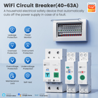 63 Amp Smart Circuit Breaker with Double Relay, Earth Leakage Protection, Wi-Fi System, Tuya Smart Life App 