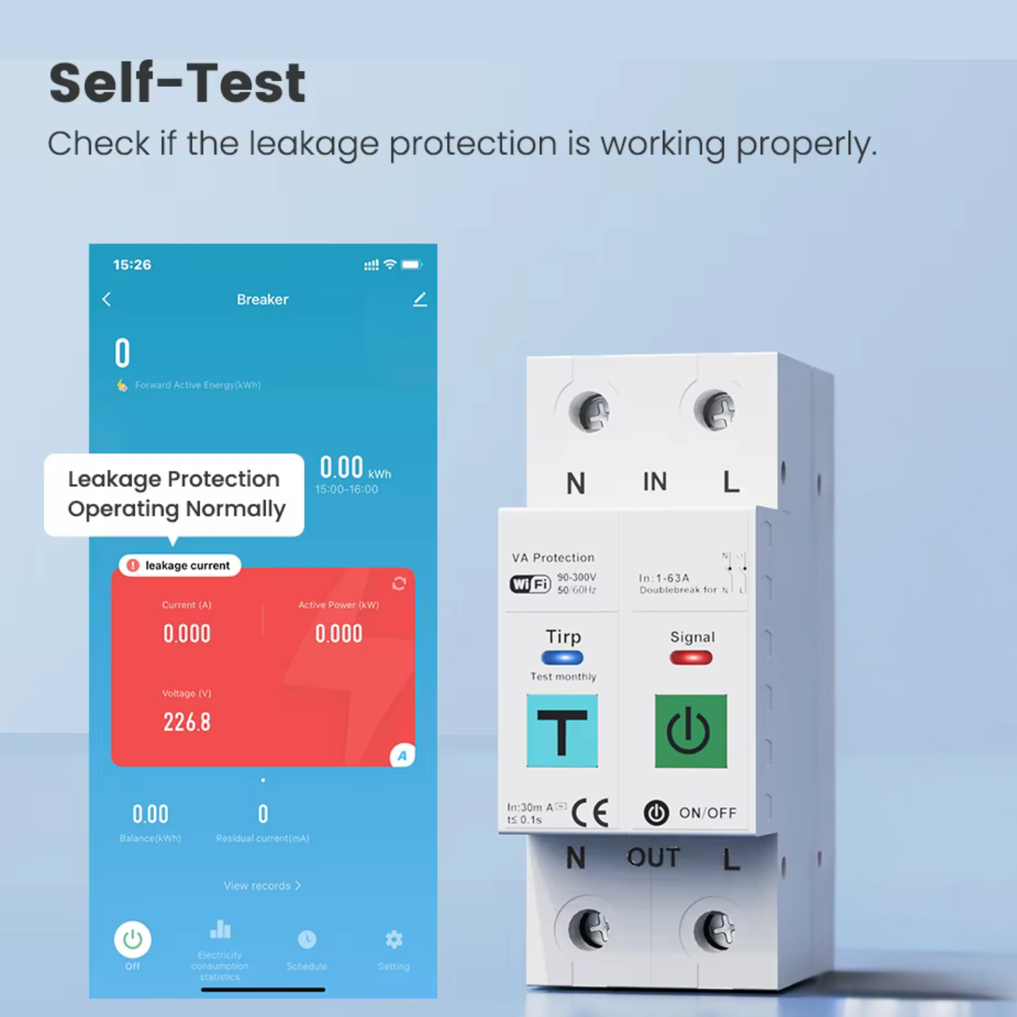 قاطع ذكي 63 امبير دبل ريلي مع حماية ايرث لكج نظام واي فاي تطبيق تويا -سمارت لايف