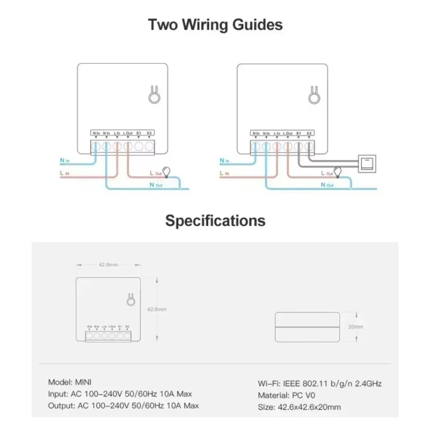 سويتش ذكي مخفي ثنائي الاتجاه – SONOFF MINIR2