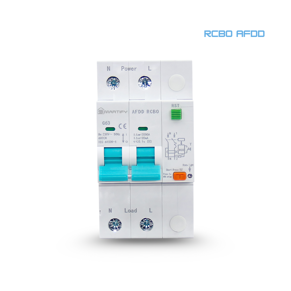 RCBO + AFDD Bi-Pole Universal Circuit Breaker - Protection against Arc, Leakage and Overcurrent