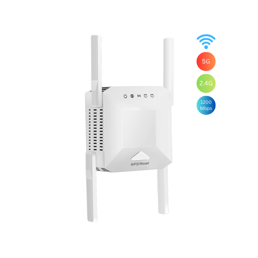 مقوي إشارة واي فاي ثنائي النطاق بسرعة تصل إلى 1200Mbps مع 4 هوائيات خارجية – WiFi Repeater/Extender