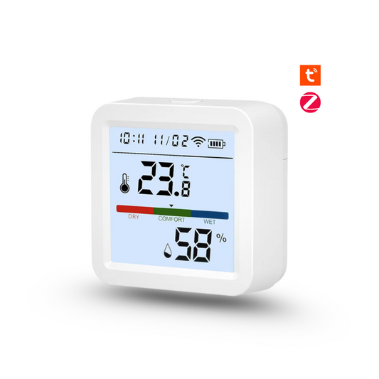 مستشعر درجة الحرارة والرطوبة الذكي ZigBee مع شاشة LCD بإضاءة خلفية – يعمل مع Tuya / Smart Life ويدعم Alexa وGoogle Home
