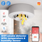 Smart smoke detector with temperature and humidity sensor - Wi-Fi + Bluetooth 
