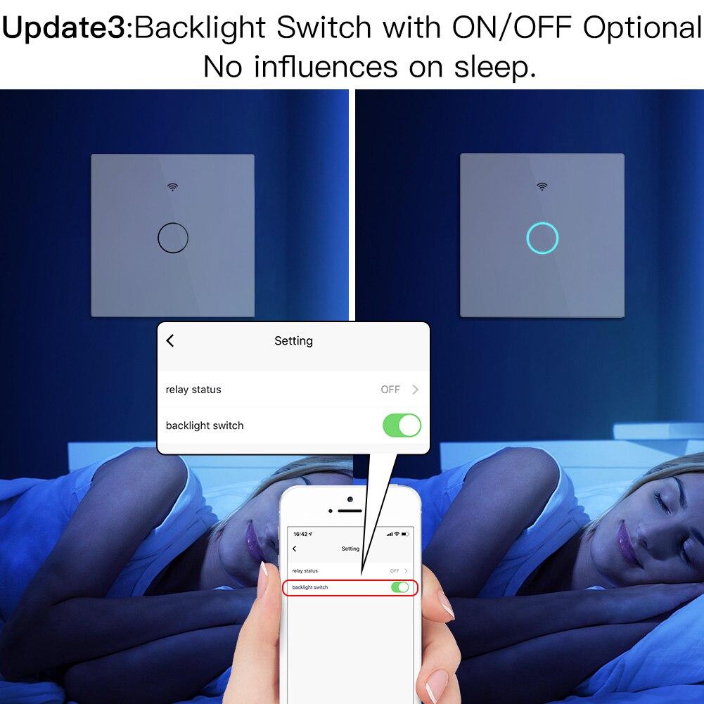 مفتاح إضاءة ذكي باللمس (WiFi + RF433) من 1 إلى 4 خطوط - تحكم متعدد من moes