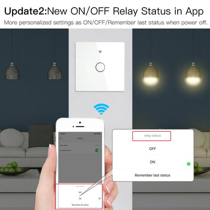 مفتاح إضاءة ذكي باللمس (WiFi + RF433) من 1 إلى 4 خطوط - تحكم متعدد من moes