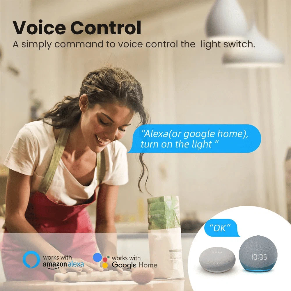 وێنەی ڕوونکەرەوەی کۆنترۆڵی دەنگیی ڕووناکی بە Alexa وGoogle Home