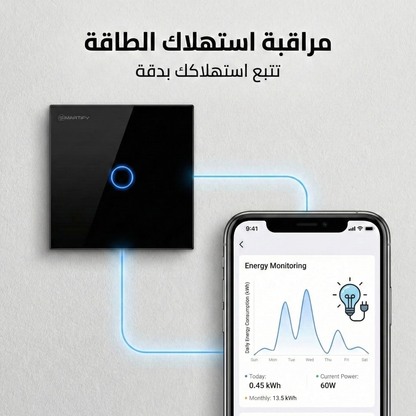 سوج لمس ذكي بقدرة ٣٠ امبير  خاصية مراقبة الطاقة نظام واي فاي تطبيق تويا وسمارت لايف