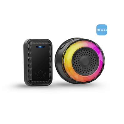جرس باب لاسلكي — 62 نغمة، مدى 350 م، مستوى صوت حتى 110 dB، زر مقاوم للماء IP44