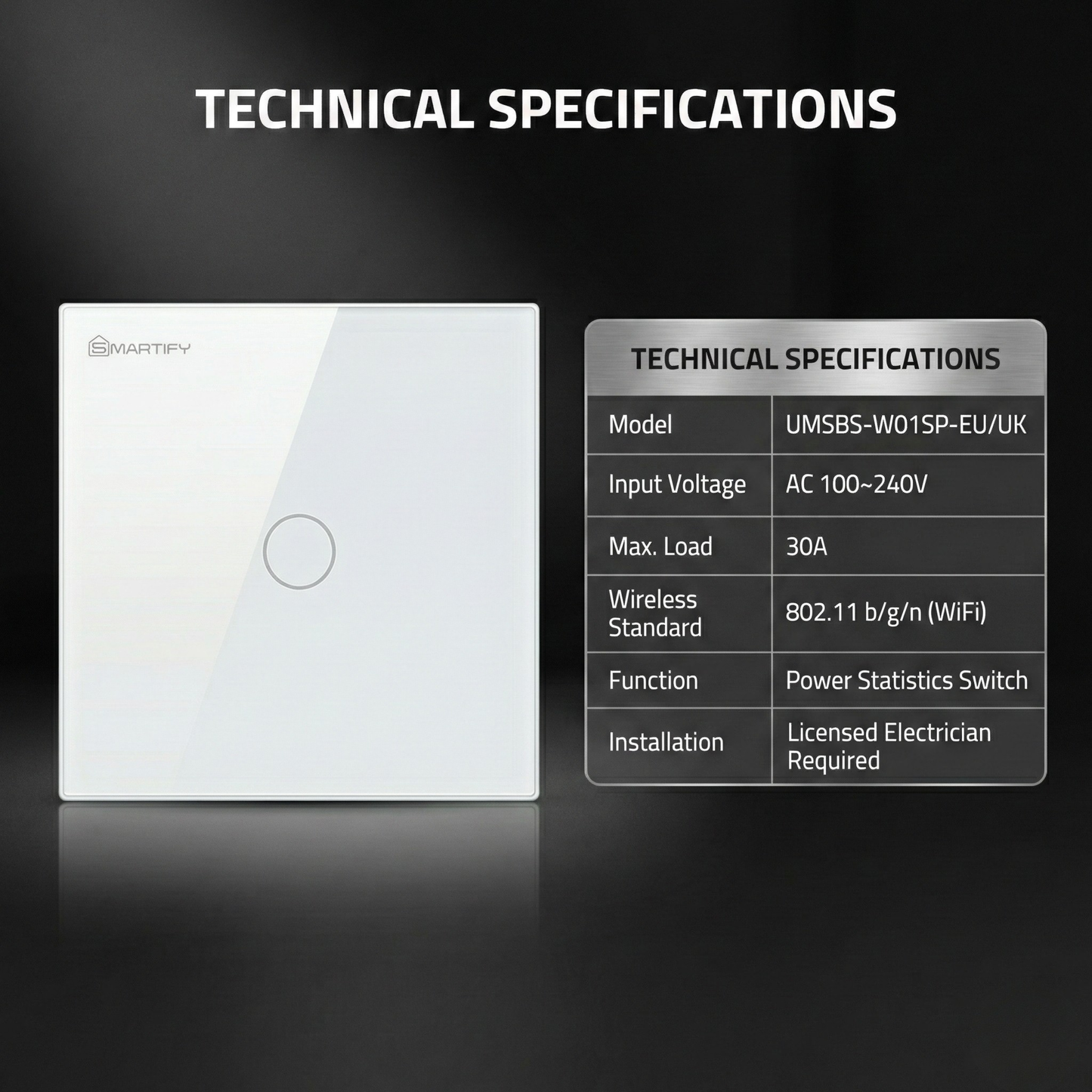 سوج لمس ذكي بقدرة ٣٠ امبير  خاصية مراقبة الطاقة نظام واي فاي تطبيق تويا وسمارت لايف
