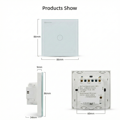 سوج لمس ذكي بقدرة ٣٠ امبير  خاصية مراقبة الطاقة نظام واي فاي تطبيق تويا وسمارت لايف