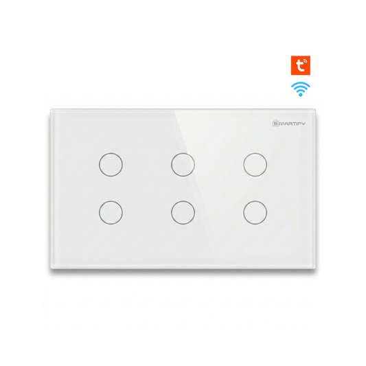 مفتاح إضاءة ذكي باللمس 6 خطوط مزود بواي فاي (147 ملم) نظام تويا