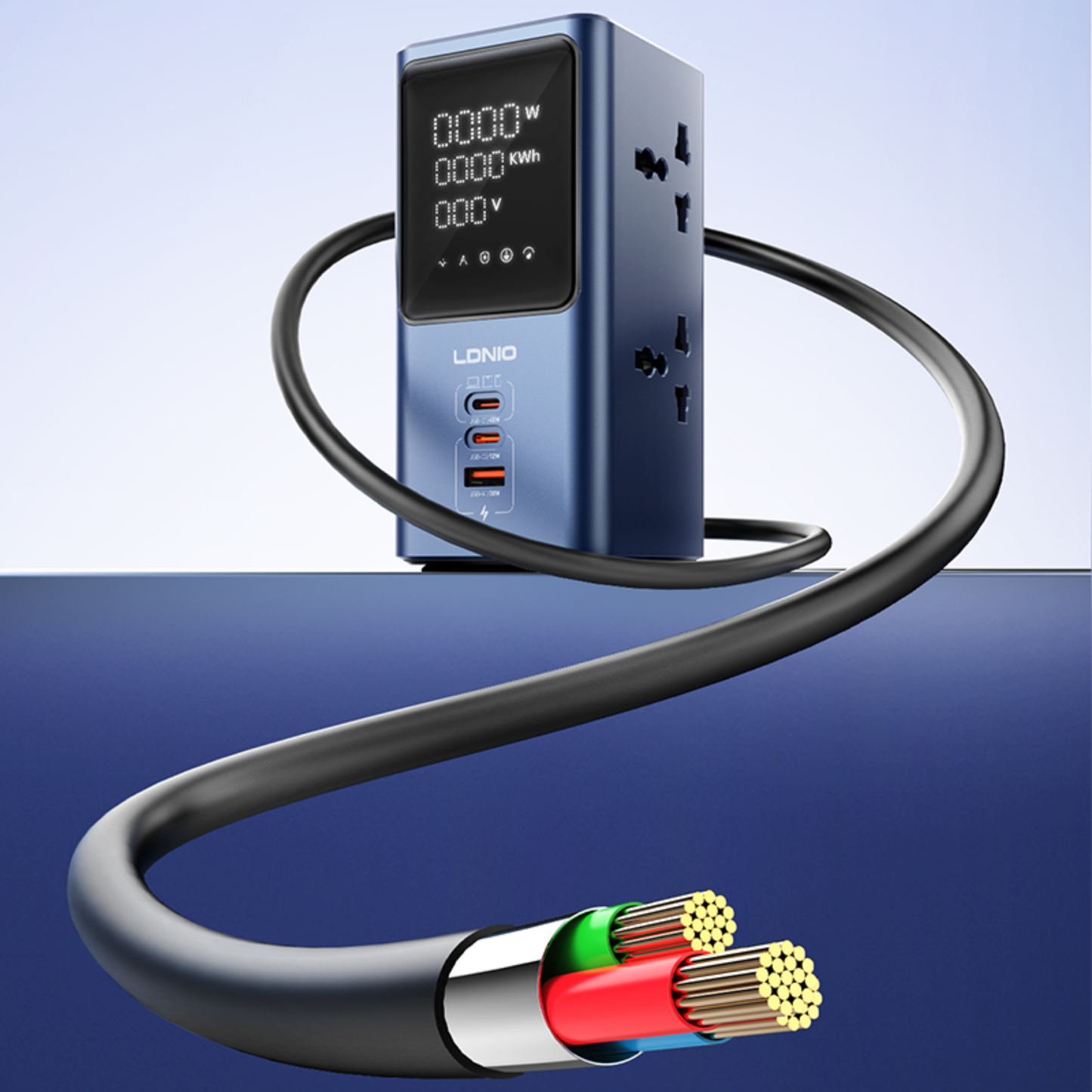 برج طاقة 2500 واط مع شحن PD/QC سريع وشاشة عرض رقمية