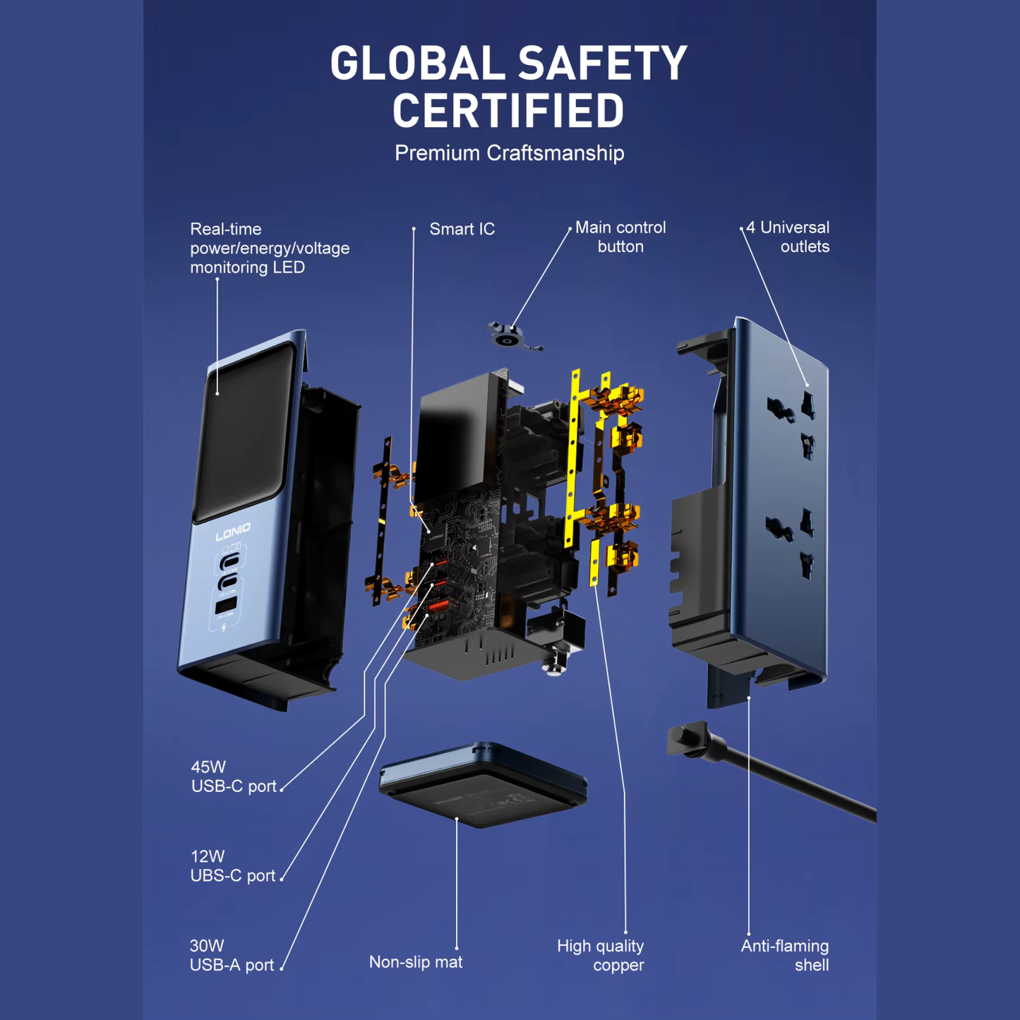 برج طاقة 2500 واط مع شحن PD/QC سريع وشاشة عرض رقمية
