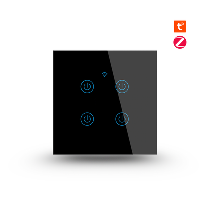 مفتاح جداري ذكي لمس Zigbee 3.0 بزجاج مُقوّى (1/2/3/4 زر) – EU 86mm – يحتاج سلك N – يعمل مع Smart Life/Alexa/Google
