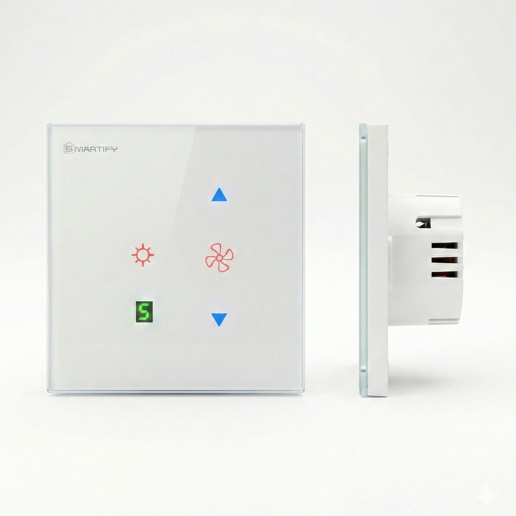 Wi-Fi Smart Touch Fan and Light Switch (Tuya) with 5 Speeds - Compatible with Alexa and Google