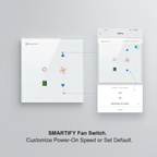 Wi-Fi Smart Touch Fan and Light Switch (Tuya) with 5 Speeds - Compatible with Alexa and Google