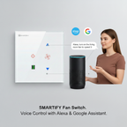 Wi-Fi Smart Touch Fan and Light Switch (Tuya) with 5 Speeds - Compatible with Alexa and Google