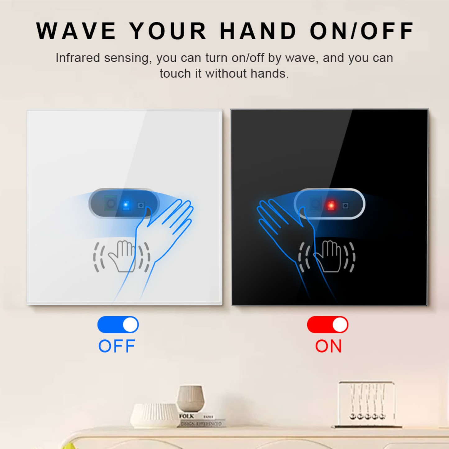 مفتاح استشعار بالأشعة تحت الحمراء (Wi-Fi) — تشغيل بالتلويح دون لمس تطبيق سمارت لايف -تويا