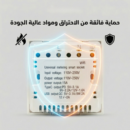 مقبس سمارتيفاي الجداري الذكي (Pro) - مراقبة استهلاك الطاقة وشحن سريع 20W (يدعم Tuya)
