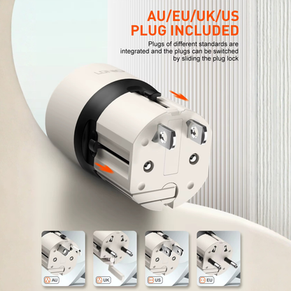 شاحن سفر عالمي  قدرة 30 واط بتقنية GaN مع منفذي USB-C + USB-A