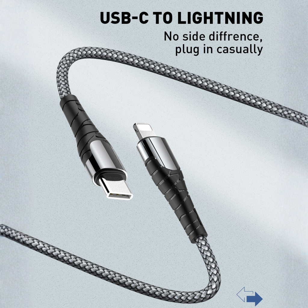 کەیبڵێکی بارگاویکەرەوەی خێرا (PD 30W) جۆری (USB-C بۆ Lightning) – ٢ مەتر و ١ مەتر