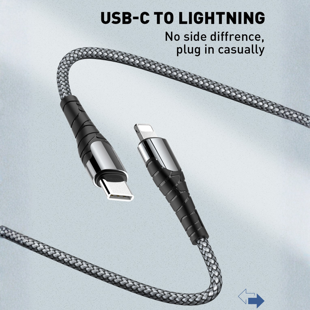 کەیبڵێکی بارگاویکەرەوەی خێرا (PD 30W) جۆری (USB-C بۆ Lightning) – ٢ مەتر و ١ مەتر