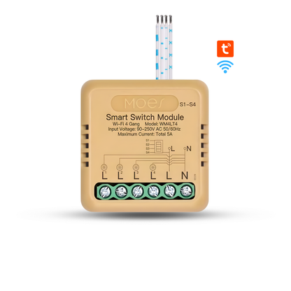 مفتاح التحكم الذكي Moes Wi-Fi - متوافق مع Tuya و Smart Life بـ 1 أو 2 أو 3 أو 4 مخارج